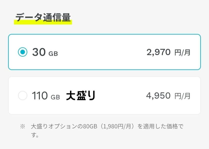 ahamoの料金プラン選択